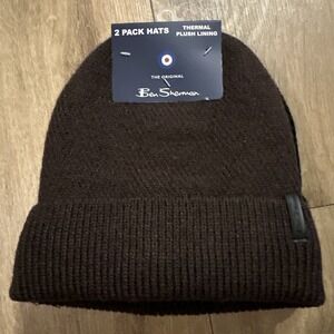 Ben Sherman Men's 2 Pack Wool Blend Knit Thermal Lined Beanie Hats OSFM NEW
